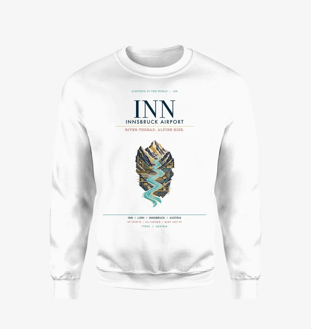 Innsbruck Airport (INN) design on white sweatshirt