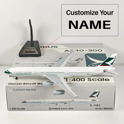 Side view of Cathay Pacific Airbus A340-300 B-HMX Airplane Model 1/400 aviation 16-18cm scale model aircraft in diecast metal.