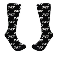 Thumbnail for Boeing 747 Flat Text aviation design on soft cotton blend socks.