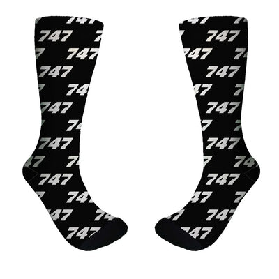 Boeing 747 Flat Text aviation design on soft cotton blend socks.