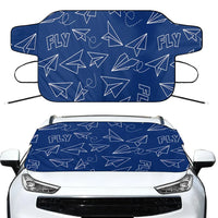 Thumbnail for Paper Airplane & Fly (Blue) Car aviation design on car windshield cover.