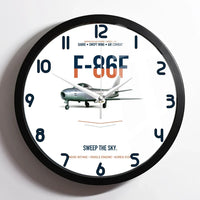 Thumbnail for F-86F Sabre Sweep The Sky design on white framed wall clock
