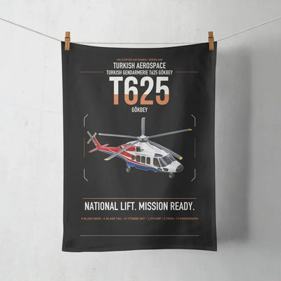 Turkish Aerospace T625 Gökbey design on black towel