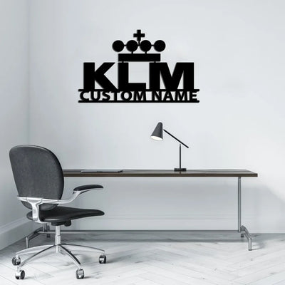 KLM Royal Dutch Airlines aviation design on durable metal with painted finish metal wall sign.