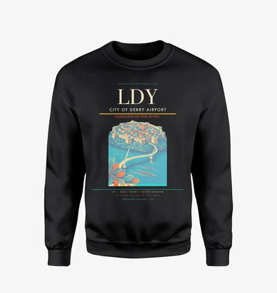 City of Derry Airport (LDY) design on black sweatshirt