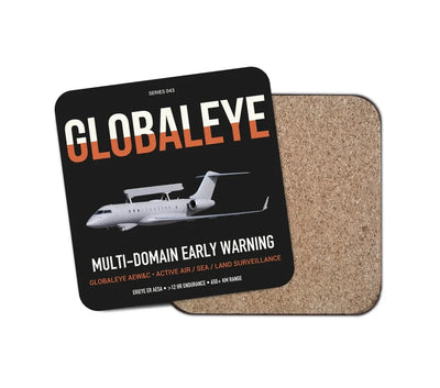 Saab GlobalEye design on black 1 piece coaster