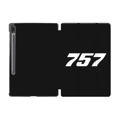 Boeing 757 Flat Text aviation design on tablet case for Samsung tablet.