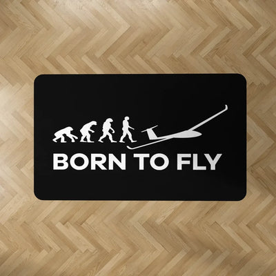 Born To Fly Glider aviation design on durable carpet pile with non-slip backing rectangle carpet floor mat.