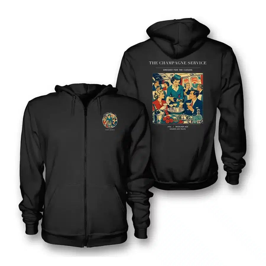 VINTAGE G4087 - The Champagne Service - Premium Zipped Hoodie design on black