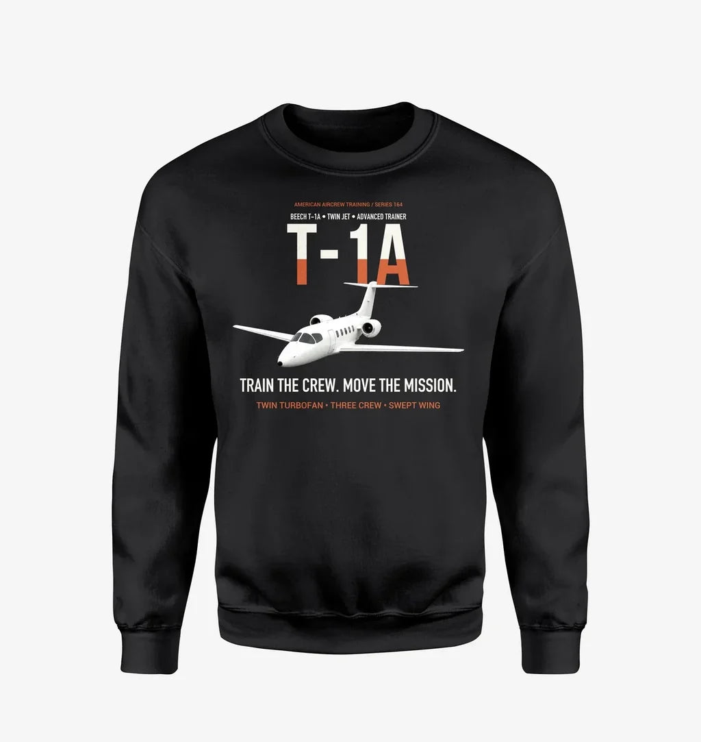 T-1A Jayhawk Advanced Jet Trainer design on black sweatshirt