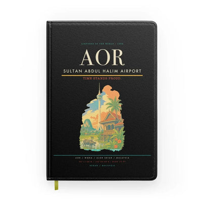 Sultan Abdul Halim Airport (AOR) design on black notebook