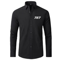 Thumbnail for Boeing 757 Flat Text aviation design printed on soft cotton long-sleeve 2D shirt.