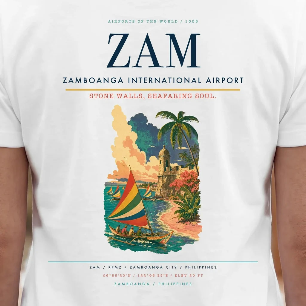 Zamboanga International Airport (ZAM) double-side t-shirt design close-up cover