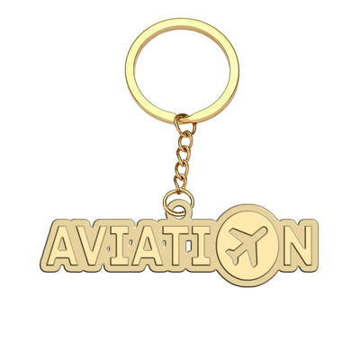 Aviation hollow key chain in polished alloy.