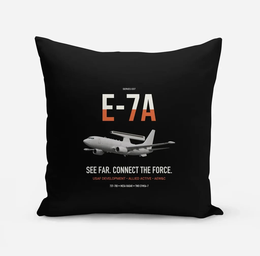 E-7A Wedgetail design on black pillow