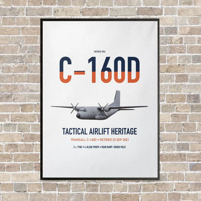 Transall C-160D vertical canvas print - framed - white background