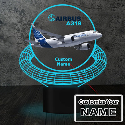 Airbus A319 aviation design on premium acrylic with LED 3D night lamp.
