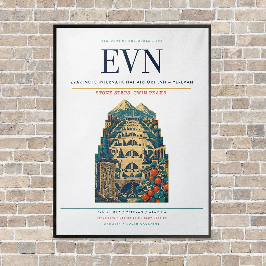 Zvartnots International Airport EVN — Yerevan vertical canvas print - framed - white background