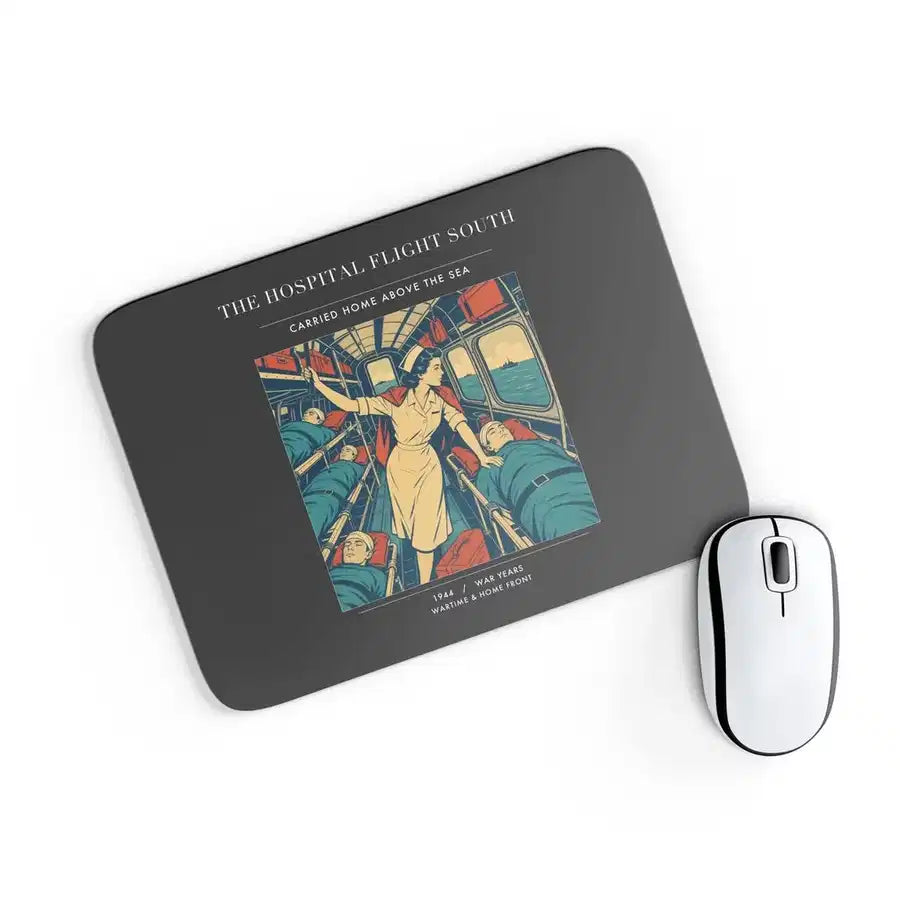 VINTAGE G4515 - The Hospital Flight South - Designed Mouse Pads design on black rectangle