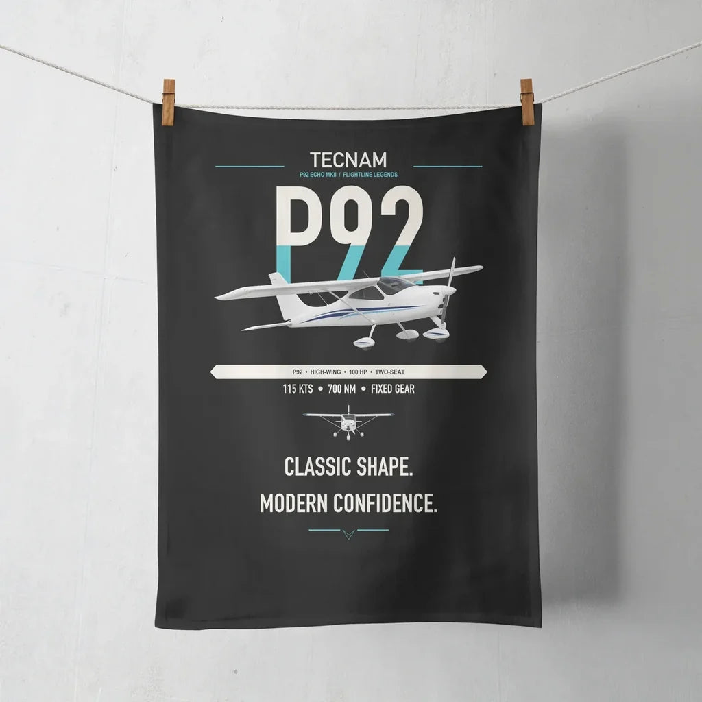 Tecnam P92 Echo MkII design on black towel