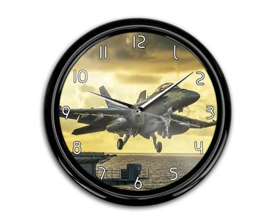 Departing Jet aviation themed wall clock, premium wood and metal.