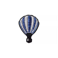 Thumbnail for Blue Hot Air Balloon Embroidery aviation brooch, polished alloy body with engraved detail.