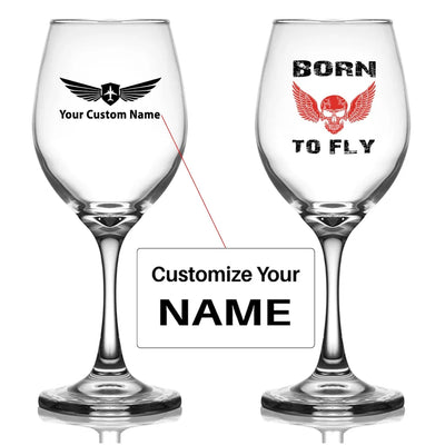 Customisable Born to Fly Wine Glass