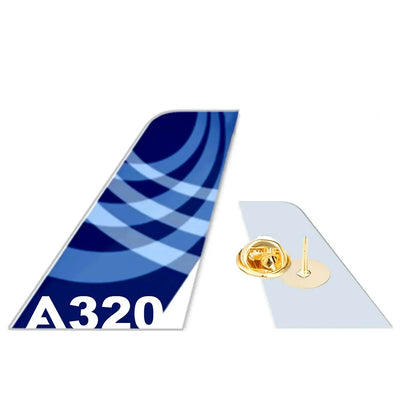 Airbus A320 aviation design tail-shape badge pin in polished alloy.