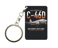 Thumbnail for C-46D Commando design on black designed key chain, double-side print