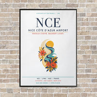 Thumbnail for Nice Côte d’Azur Airport NCE vertical canvas print - framed - white background