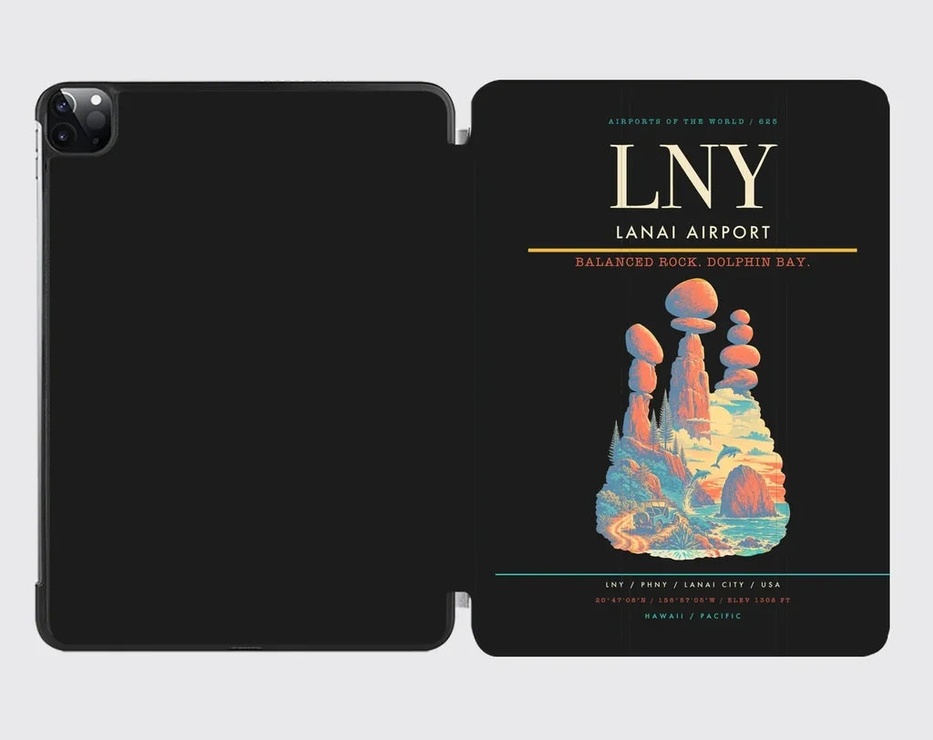 Lanai Airport (LNY) design on black ipad tablet case