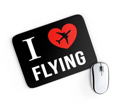 I Love Flying aviation design on neoprene with anti-slip base mouse pad.