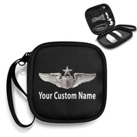 Thumbnail for Custom Name (US Air Force & Star) Portable aviation design portable headphone bag, padded polyester construction.