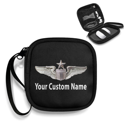 Custom Name (US Air Force & Star) Portable aviation design portable headphone bag, padded polyester construction.