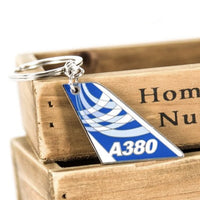 Thumbnail for Colourful Airbus A380 aviation themed aviator-crafted key chain, polished metal alloy.