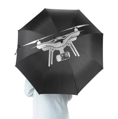 Drone Silhouette aviation design on windproof polyester umbrella.
