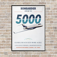 Thumbnail for Bombardier Global 5000 vertical canvas print - framed - white background