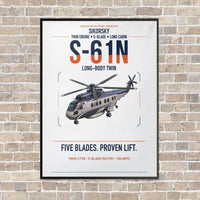 Thumbnail for Sikorsky S-61N vertical canvas print - framed - white background