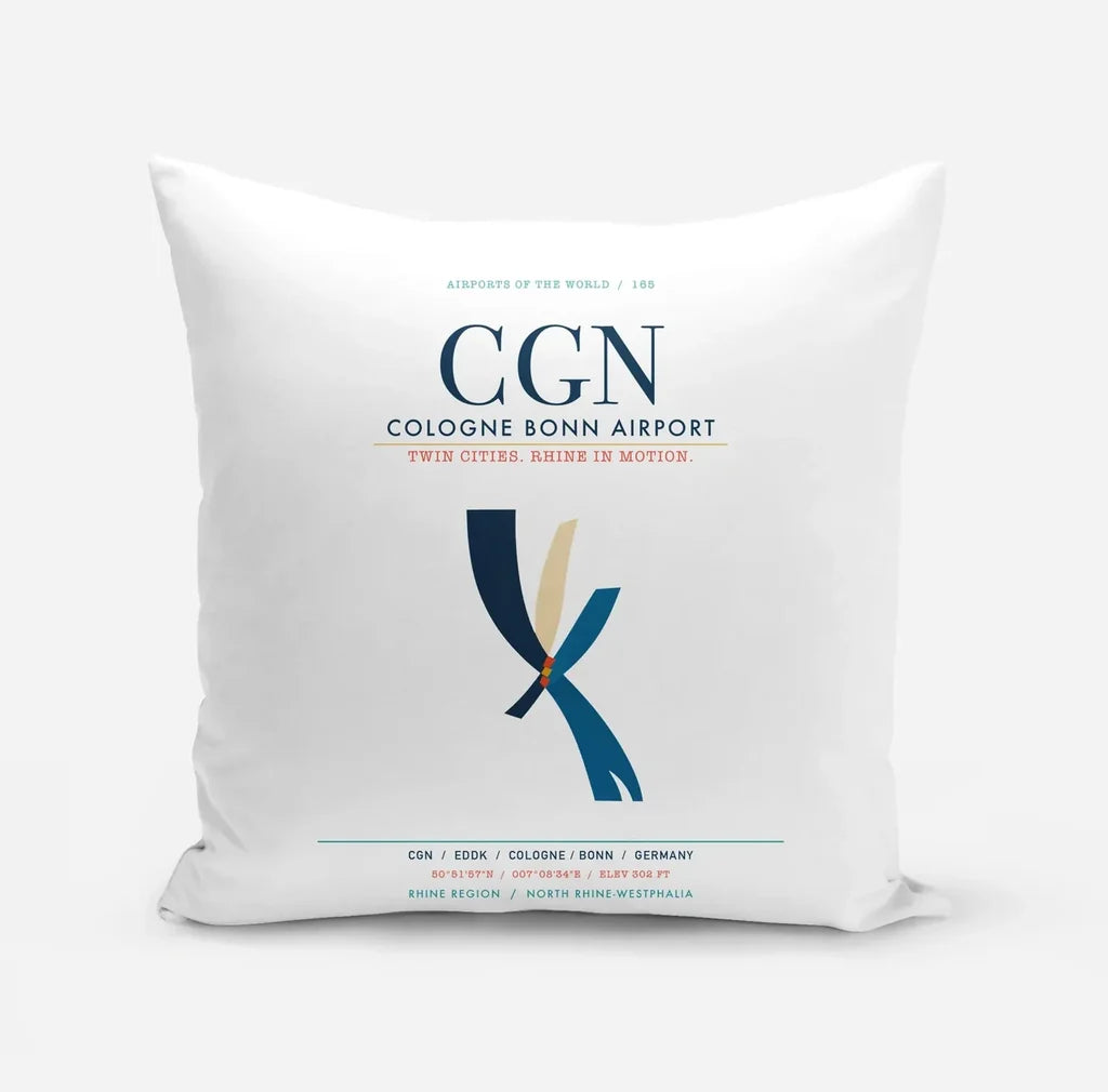 Cologne Bonn Airport (CGN) design on white pillow