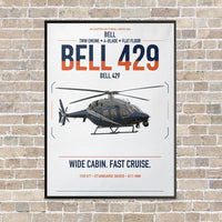 Thumbnail for Bell 429 vertical canvas print - framed - white background