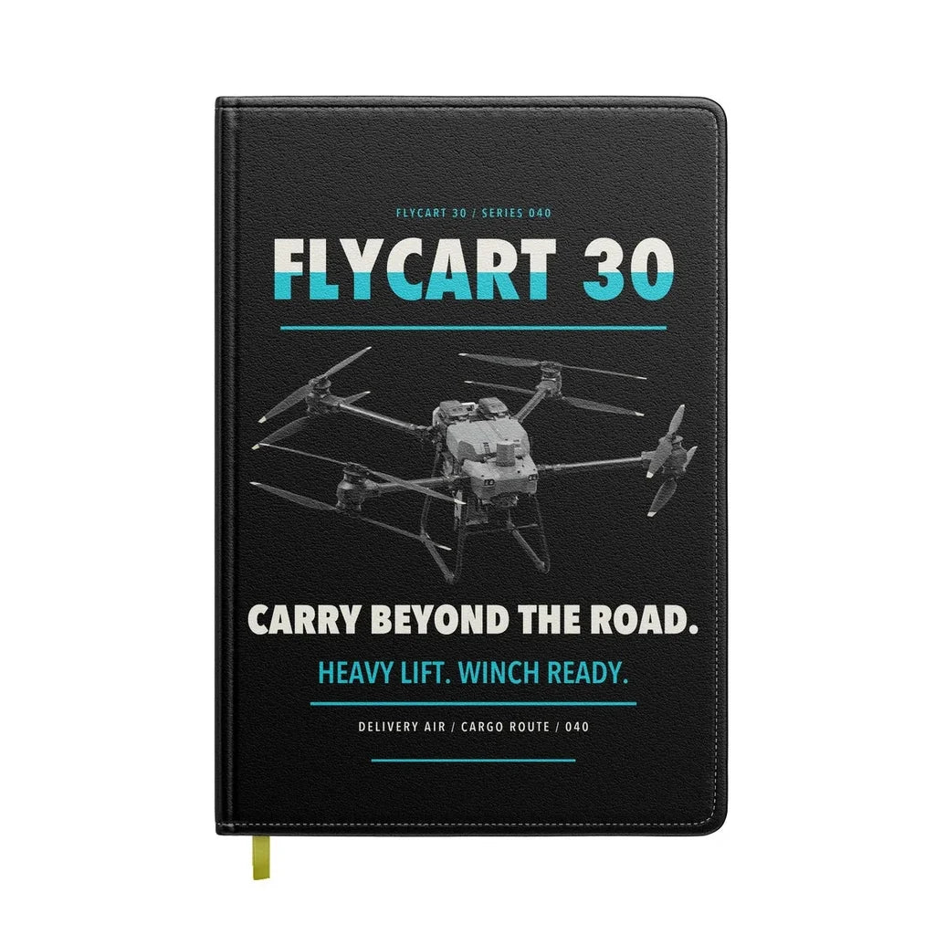 DJI FlyCart 30 design on black notebook