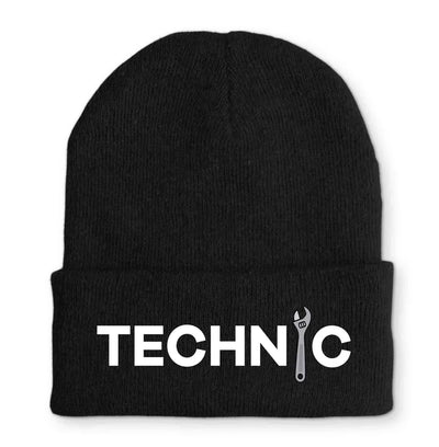 Technic Embroidered aviation embroidery on soft knit fabric beanie.