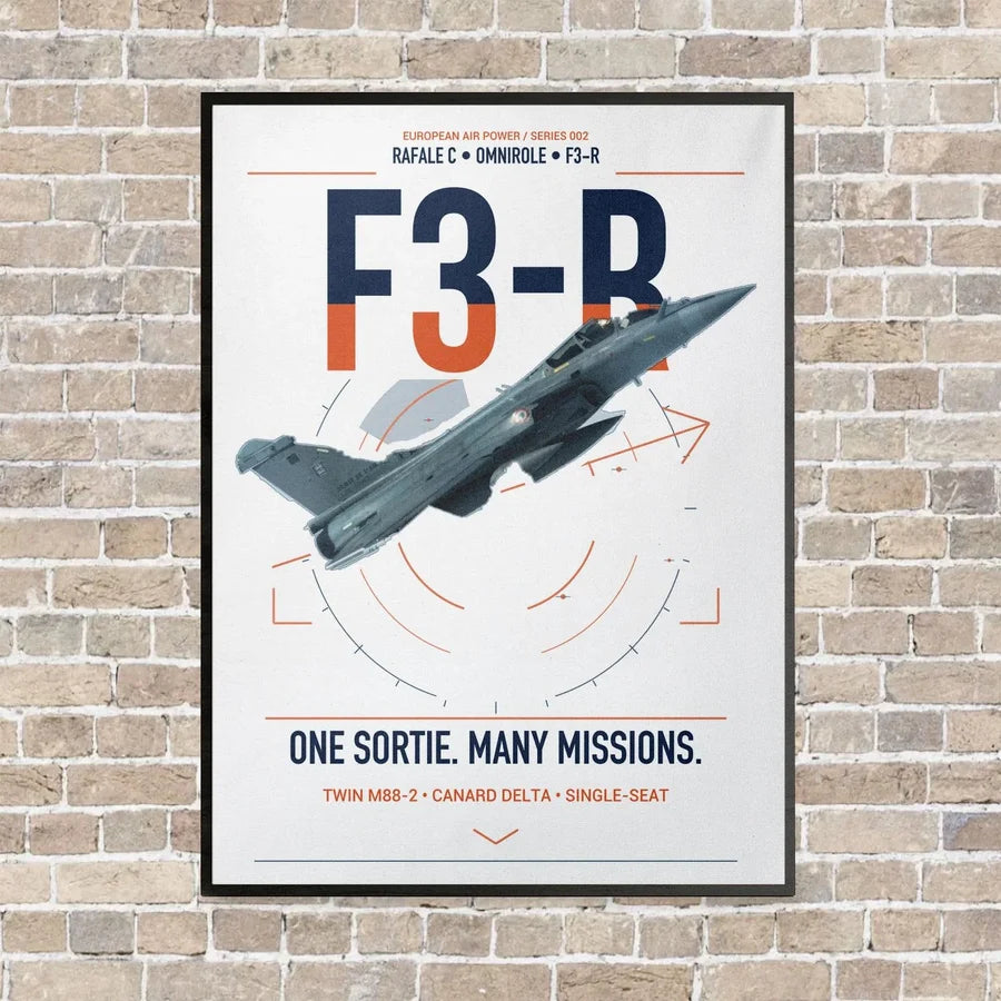 Dassault Rafale C — F3-R standard vertical canvas print - framed - white background