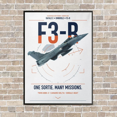 Dassault Rafale C — F3-R standard vertical canvas print - framed - white background