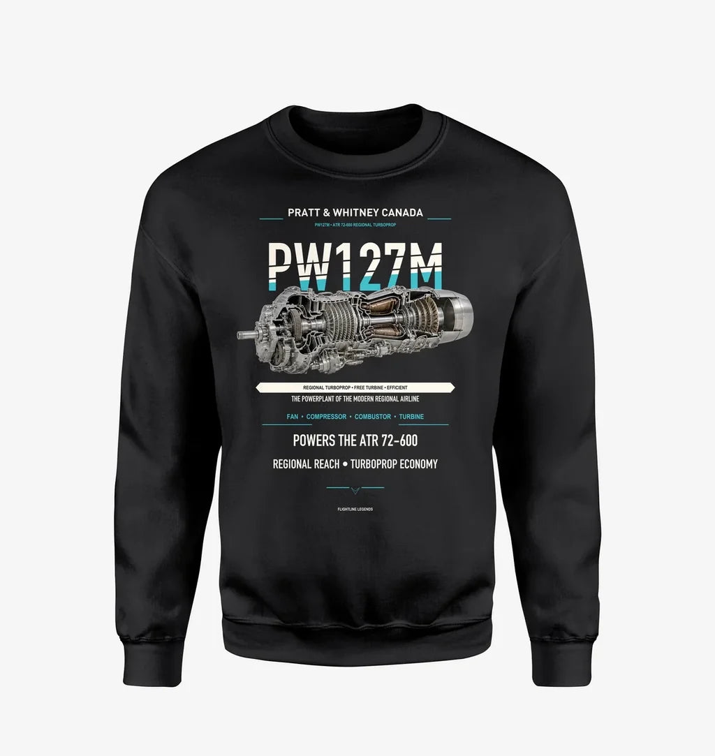 PW127M design on black sweatshirt