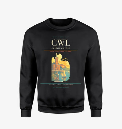 Cardiff Airport (CWL) design on black sweatshirt