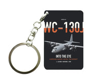 Thumbnail for WC-130J Hurricane Hunter design on black designed key chain, double-side print
