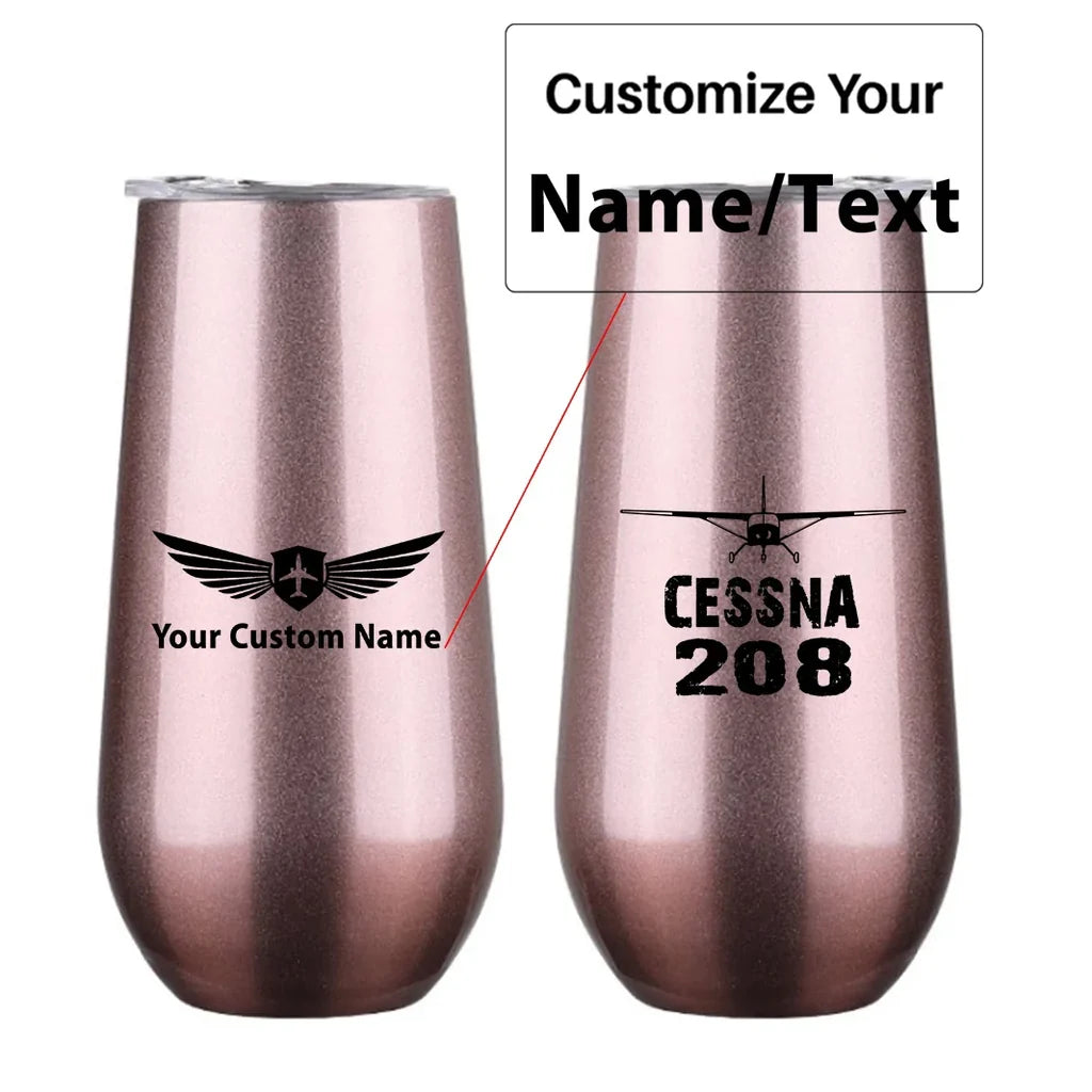 Cessna 208 & Plane 6oz Egg aviation design on 6oz egg cup, compact 6oz ceramic.
