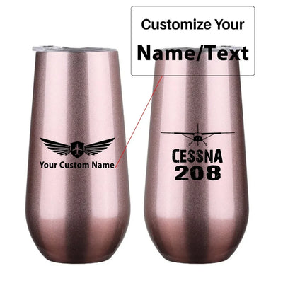 Cessna 208 & Plane 6oz Egg aviation design on 6oz egg cup, compact 6oz ceramic.