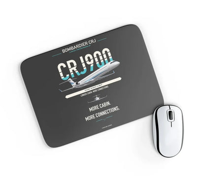 Bombardier CRJ900 design on black rectangle mouse pad